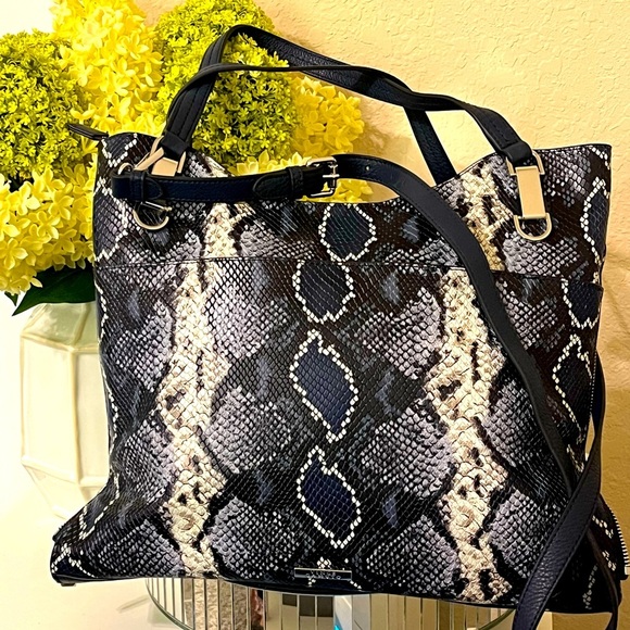Vince Camuto Snake Embossed Leather Tote -Emely BLUE MULTI - Picture 2 of 16